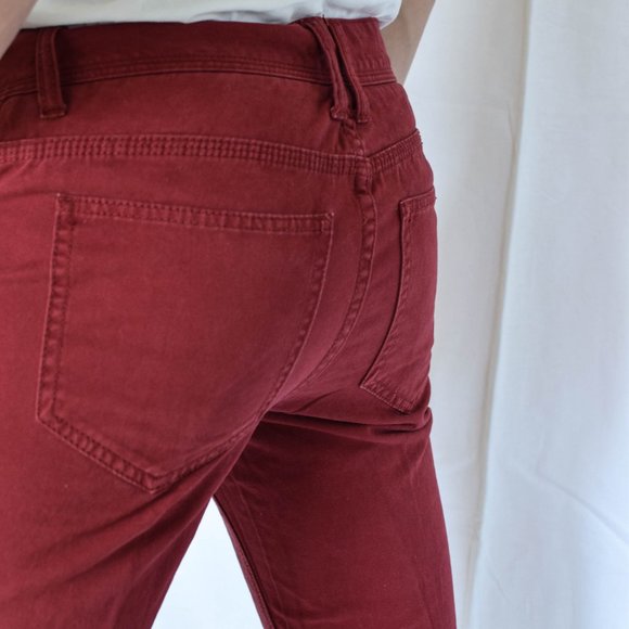 Dark Red Slim-Straight Chino Pants - Picture 3 of 4